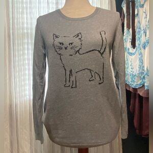 Banana Republic grey sweater size medium, cat image on front